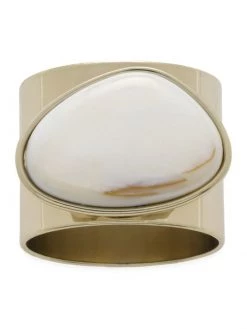 JOANNA BUCHANAN Mother Of Pearl Gilt Edge Shell Napkin Rings 2-Piece Set