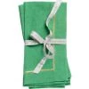 JOANNA BUCHANAN Gold Trim Linen Dinner Napkins Grass Green