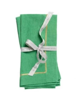 JOANNA BUCHANAN Gold Trim Linen Dinner Napkins Grass Green -JOANNA BUCHANAN Sales unnamed file 237