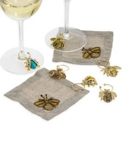 JOANNA BUCHANAN Bedazzled Bee Wine Charms 6-Piece Set -JOANNA BUCHANAN Sales unnamed file 309