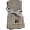JOANNA BUCHANAN Gold Trim Linen Dinner Napkins 2-Piece Set