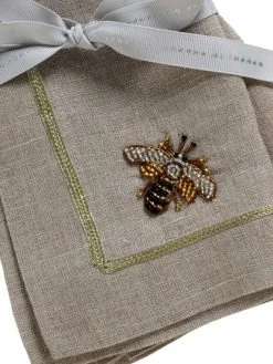 JOANNA BUCHANAN Gold Trim Linen Dinner Napkins 2-Piece Set -JOANNA BUCHANAN Sales unnamed file 412
