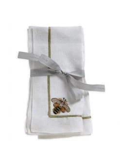 JOANNA BUCHANAN Stripey Bee Linen Dinner Napkins 2-Piece Set