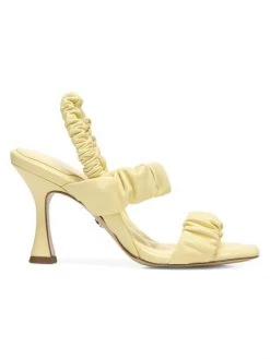 Sam Edelman Marlena Ruched Leather Slingback Sandals Ivory