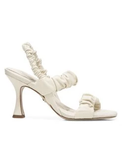 Sam Edelman Marlena Ruched Leather Slingback Sandals Ivory -JOANNA BUCHANAN Sales unnamed file 685