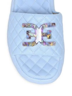 Sam Edelman Kardina Logo Quilted Leather Slides Riviera Blue -JOANNA BUCHANAN Sales unnamed file 718