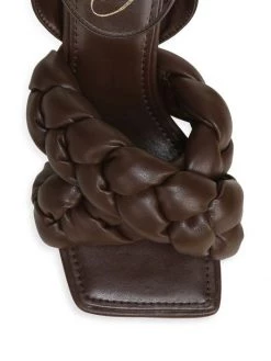 Sam Edelman Courtney Leather Braided-Strap Sandals Dark Chocolate -JOANNA BUCHANAN Sales unnamed file 742