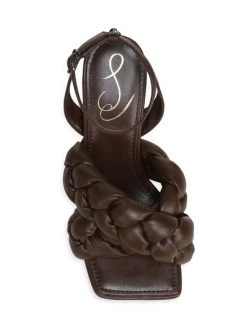 Sam Edelman Courtney Leather Braided-Strap Sandals Dark Chocolate -JOANNA BUCHANAN Sales unnamed file 743