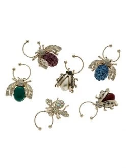 JOANNA BUCHANAN Bedazzled Jewel-Tone Bee Wine Charms 6-Piece Set